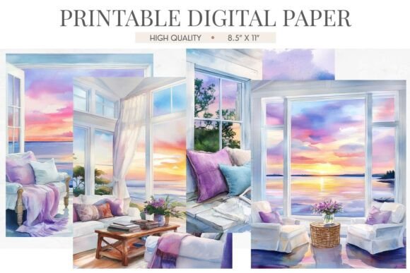 Download Coastal Sunset Living Room Junk Journal - Living room Collection