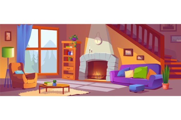 Download Living Room Cartoon Background - Premium Resources